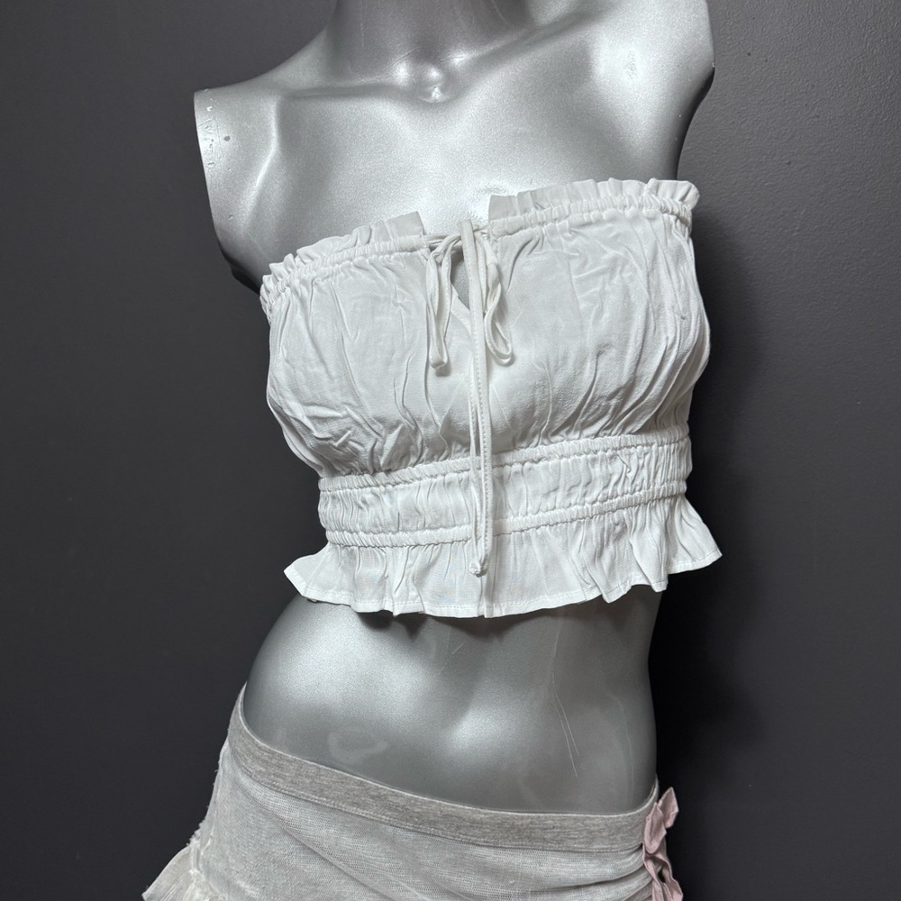 Garage White Smocked Tube Top